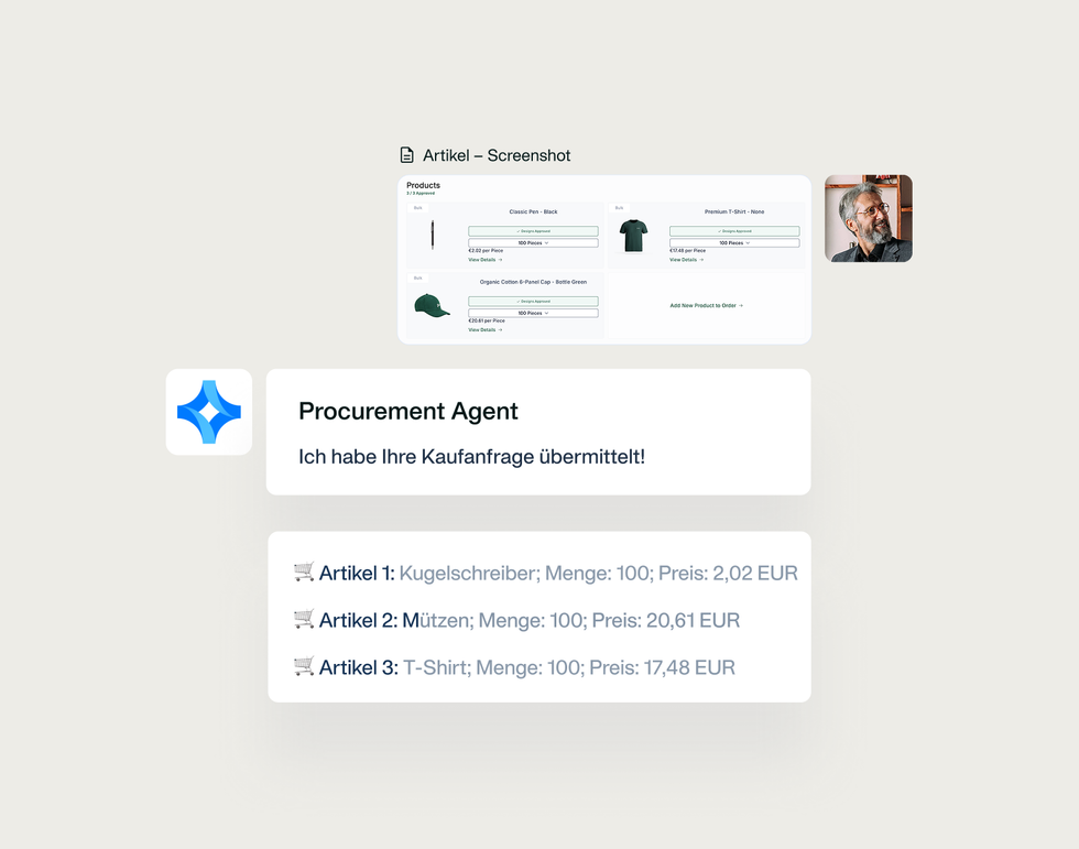An image showing the conversational intake process of the Procurement AI Agent