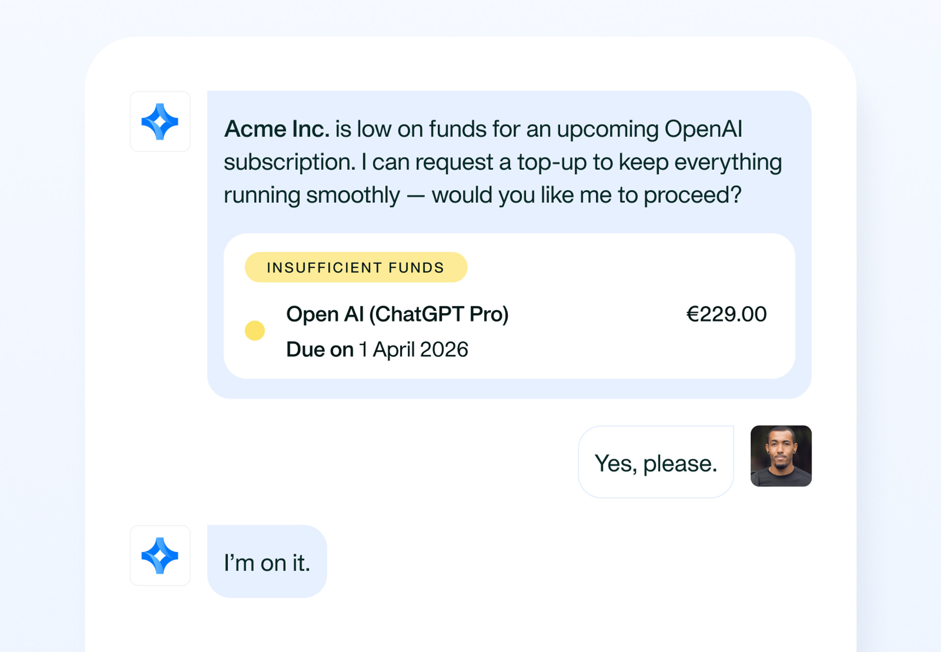 An image showing how Payments Agent gives policy-aware answers and flags payment risks