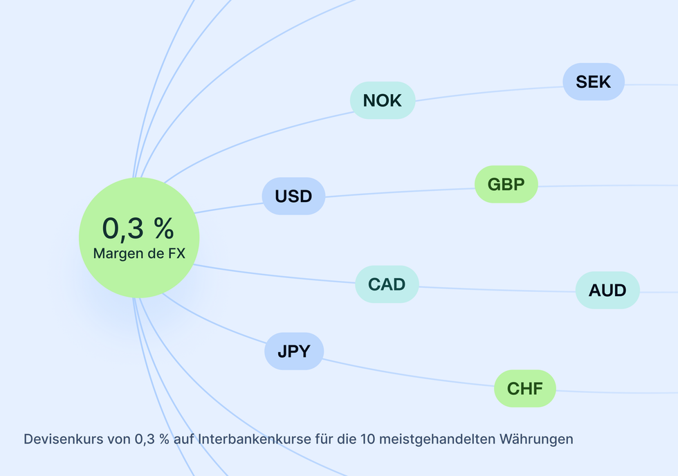 A visualisation of supported currencies for global payments within Payhawk