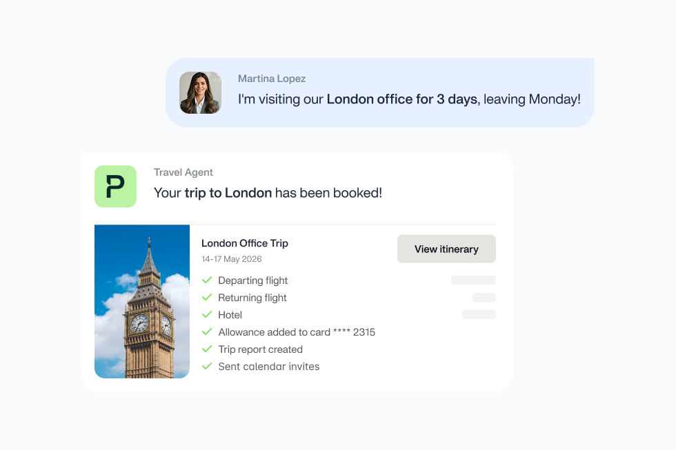 Image showing the Payhawk Travel AI Agent giving accommodation options