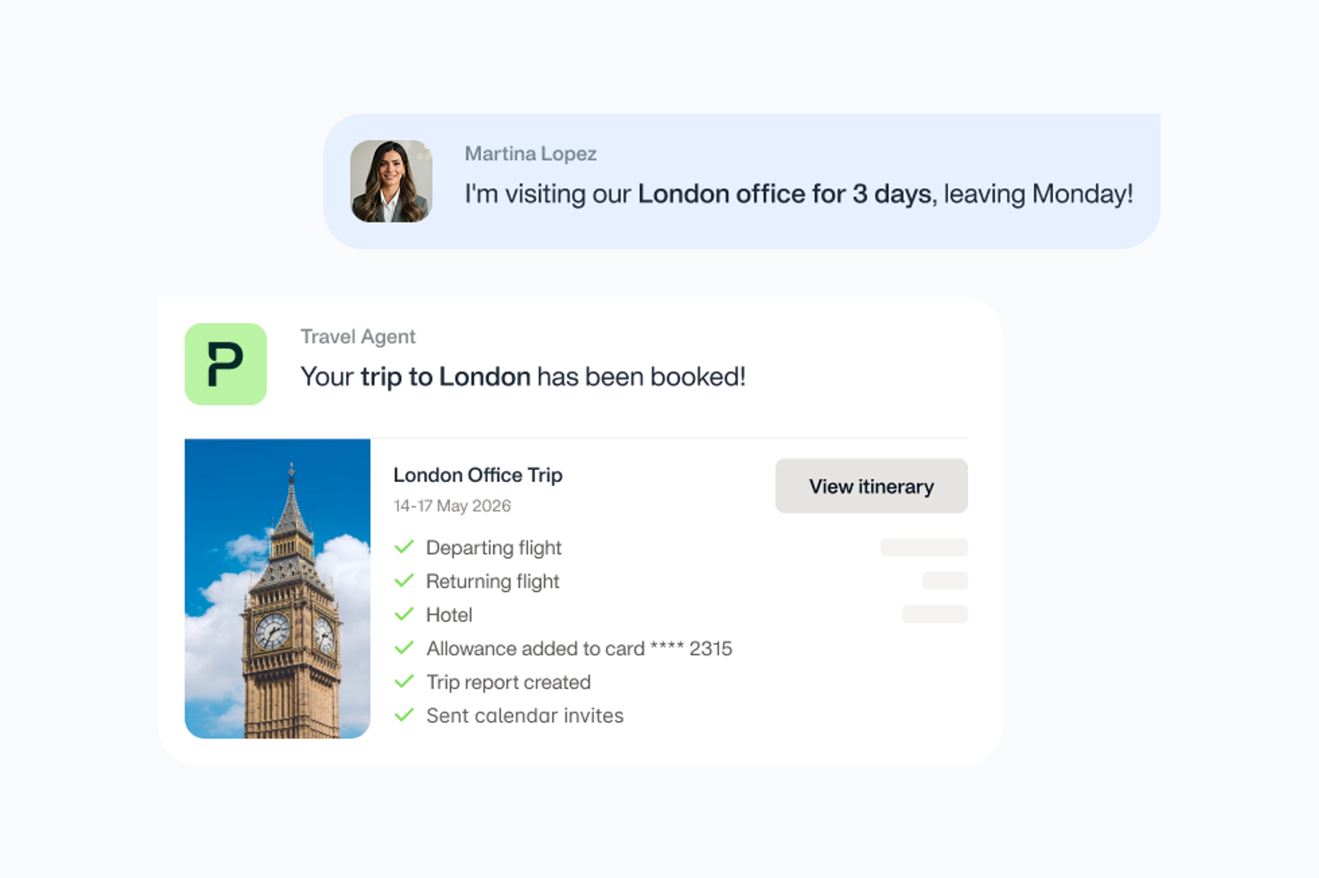 Image showing the Payhawk Travel AI Agent giving accommodation options