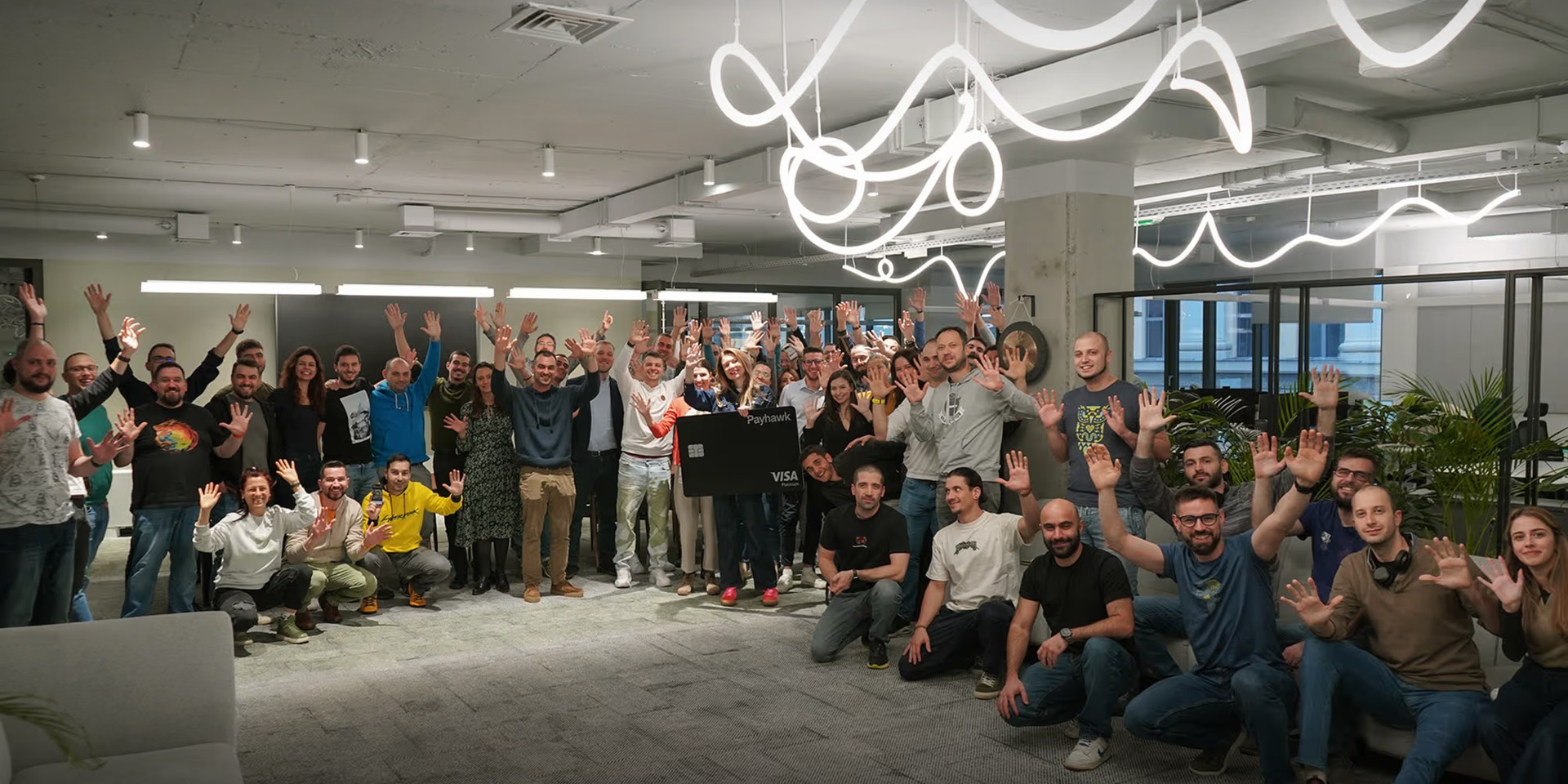 The Payhawk team celebrating in the Sofia office