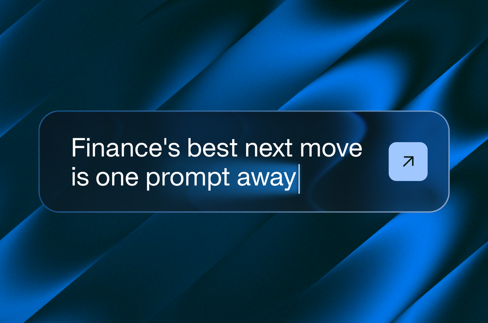 Fall '26 Edition graphic: prompt bar reading "Finance's best next move is one prompt away" on a dark blue background