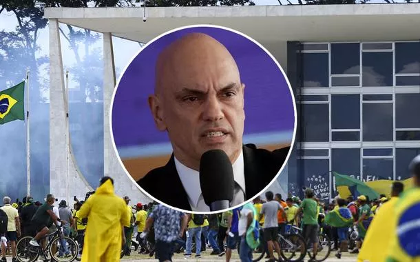 Alexandre de Moraes e terroristas bolsonaristas em Brasília