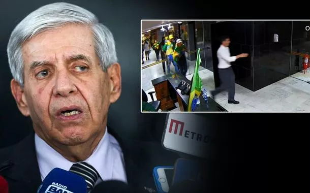 Montagem: Augusto Heleno e o major José Eduarto Natale de Paula no Palácio do Planalto