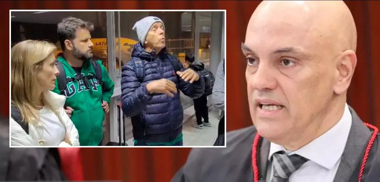 Alexandre de Moraes e seus agressores (Andreia Mantovani, AAlex Zanatta e Roberto Mantovani)