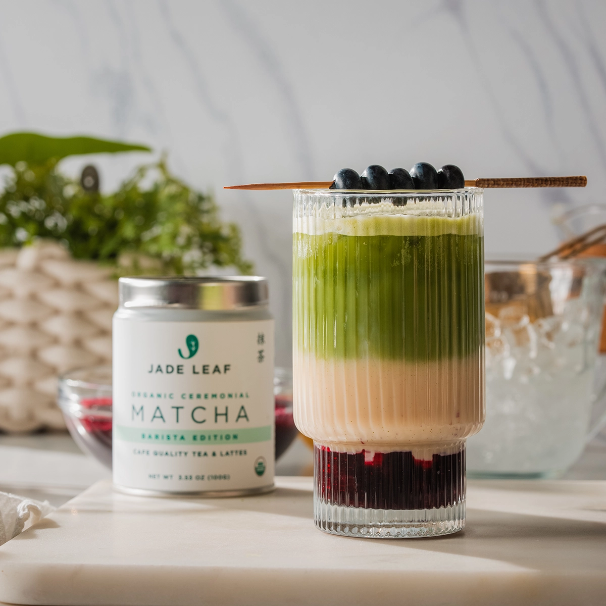 Blueberry Matcha Latte