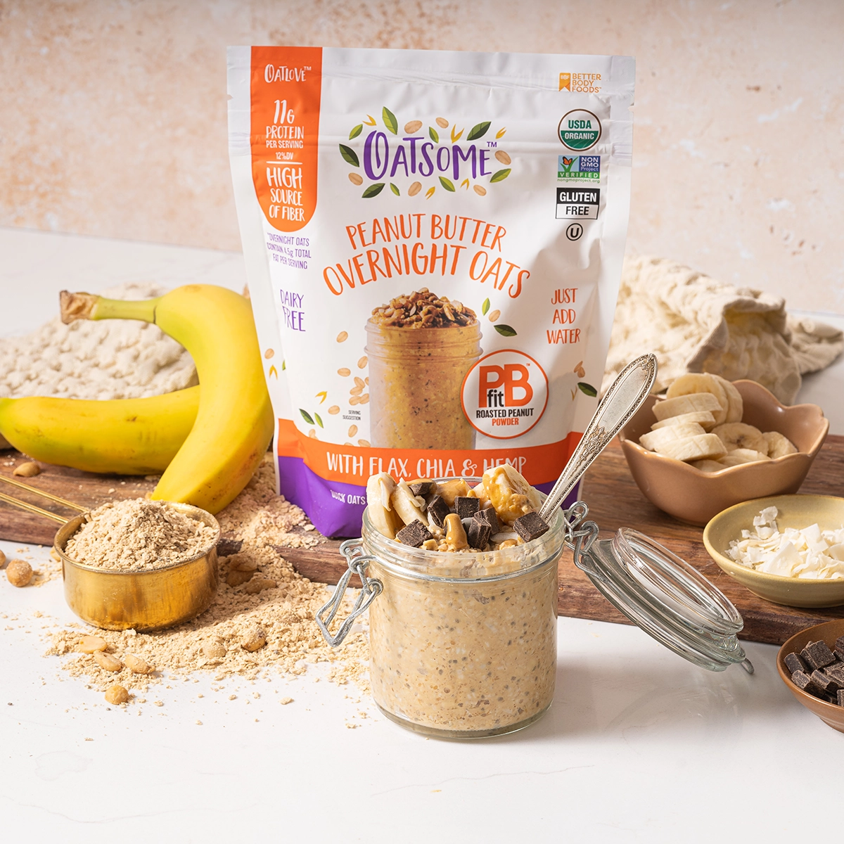 Choc PB Banana Overnight Oats