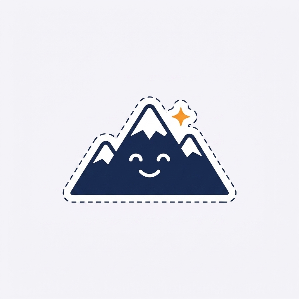 A navy die-cut sticker with a dashed cut line, background removed