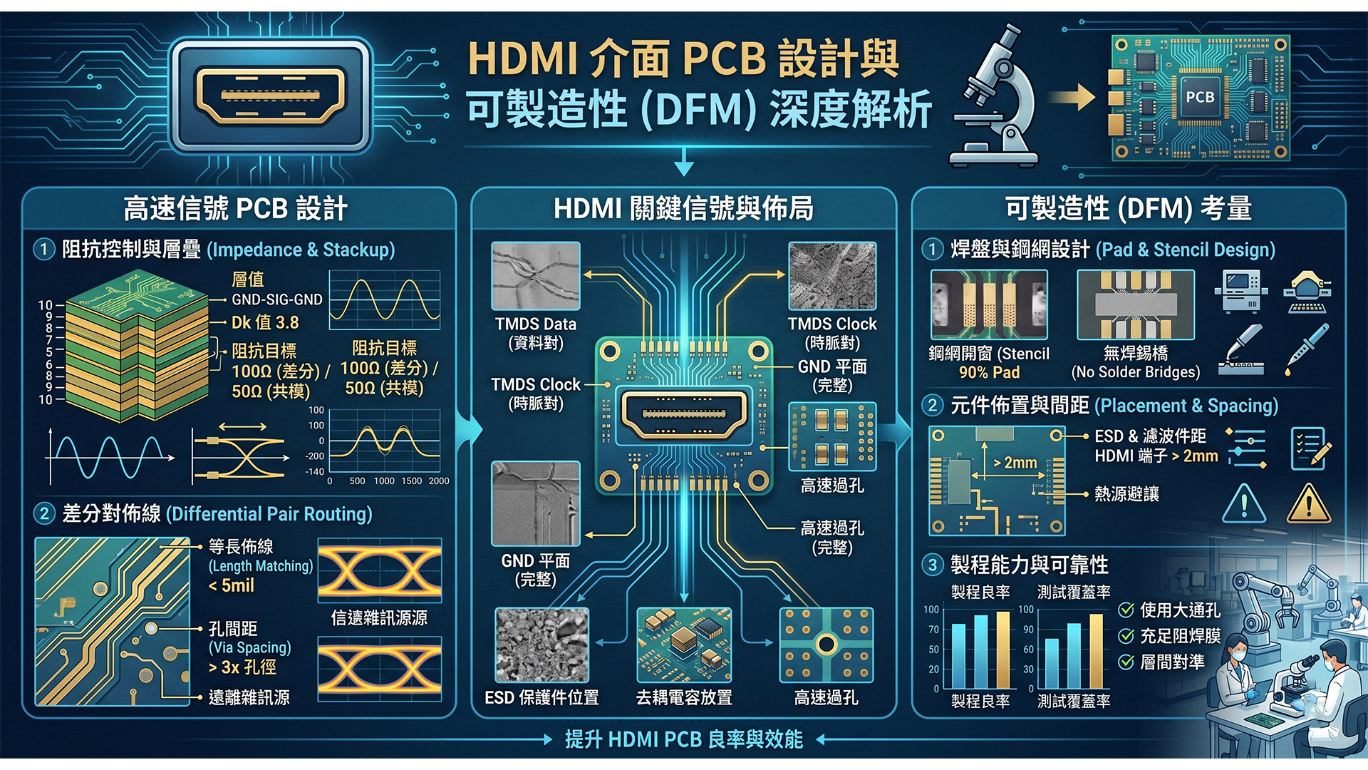 DFM 實戰專題 34：HDMI 介面 PCB 設計與可製造性（DFM）深度解析