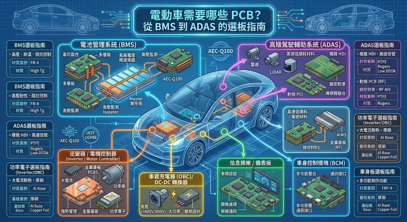 RD 必備知識：電動車需要哪些 PCB？從 BMS 到 ADAS 的選板指南