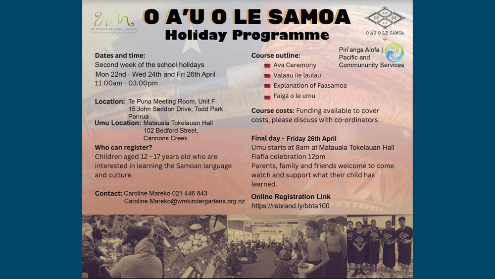 School holiday programme april 2024- o au o le samoa