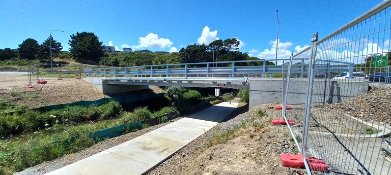 The access bridge over the Kenepuru Stream.