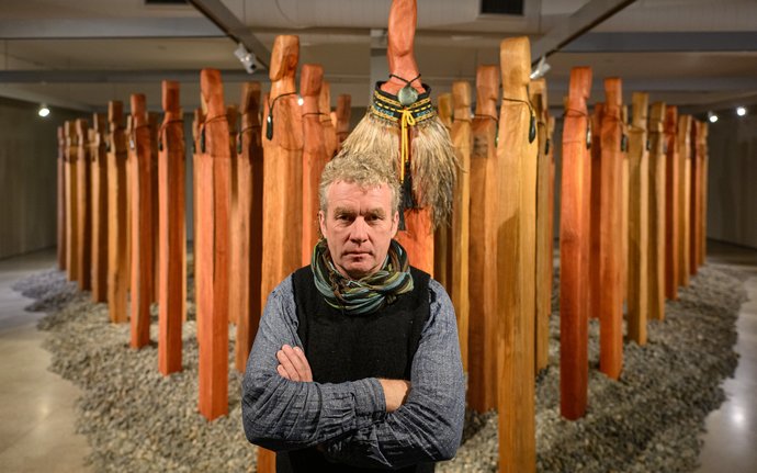 Anton Forde with his 81 pou at Pātaka