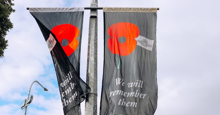 Anzac poppy flags