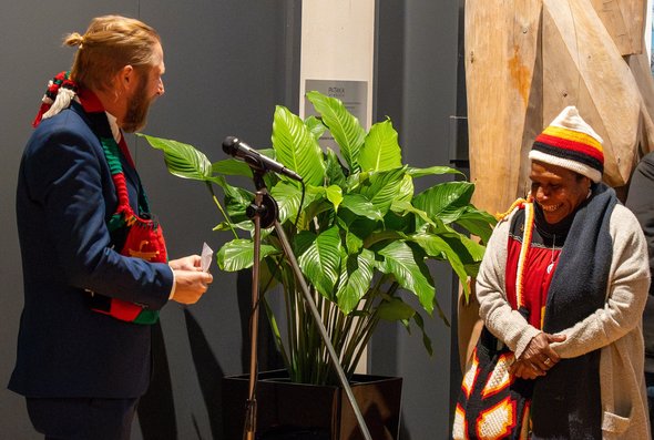 Dr Paul Wolfframm and Evelyn Kunda at Pātaka Art and Museum