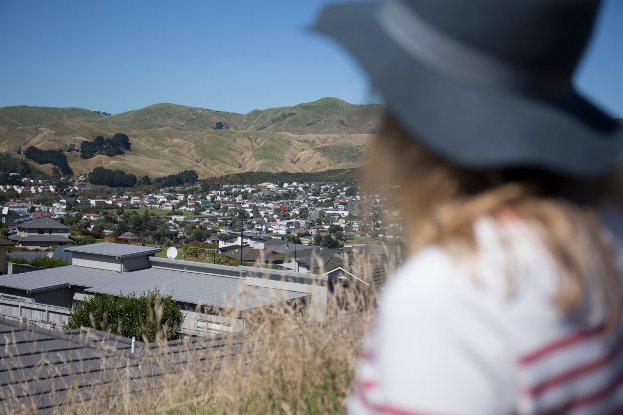 women looking out over city