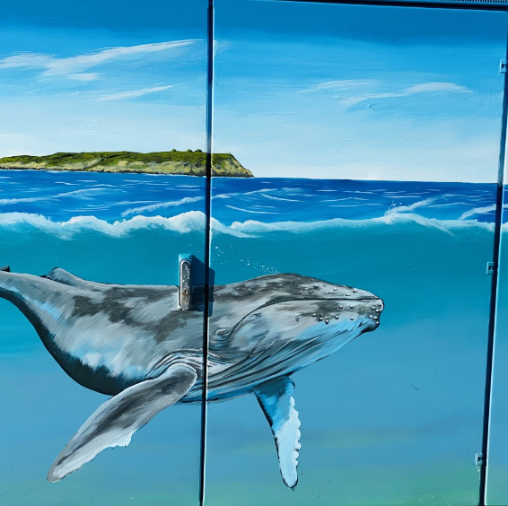 Whale, mural, 2022