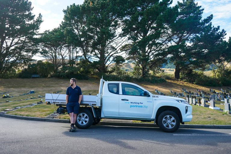 cemetery, work vehicle