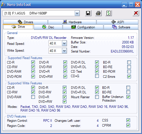 ASUS DRW-1608P, pálíme DVD+R DL rychlostí 6x