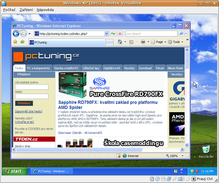 VirtualBox aneb Windows Vista v Linuxu