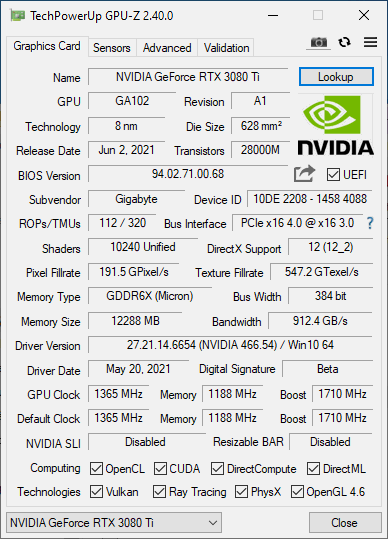 Gigabyte GF RTX 3080 Ti Gaming OC 12G: tišší, chladnější, skvělá