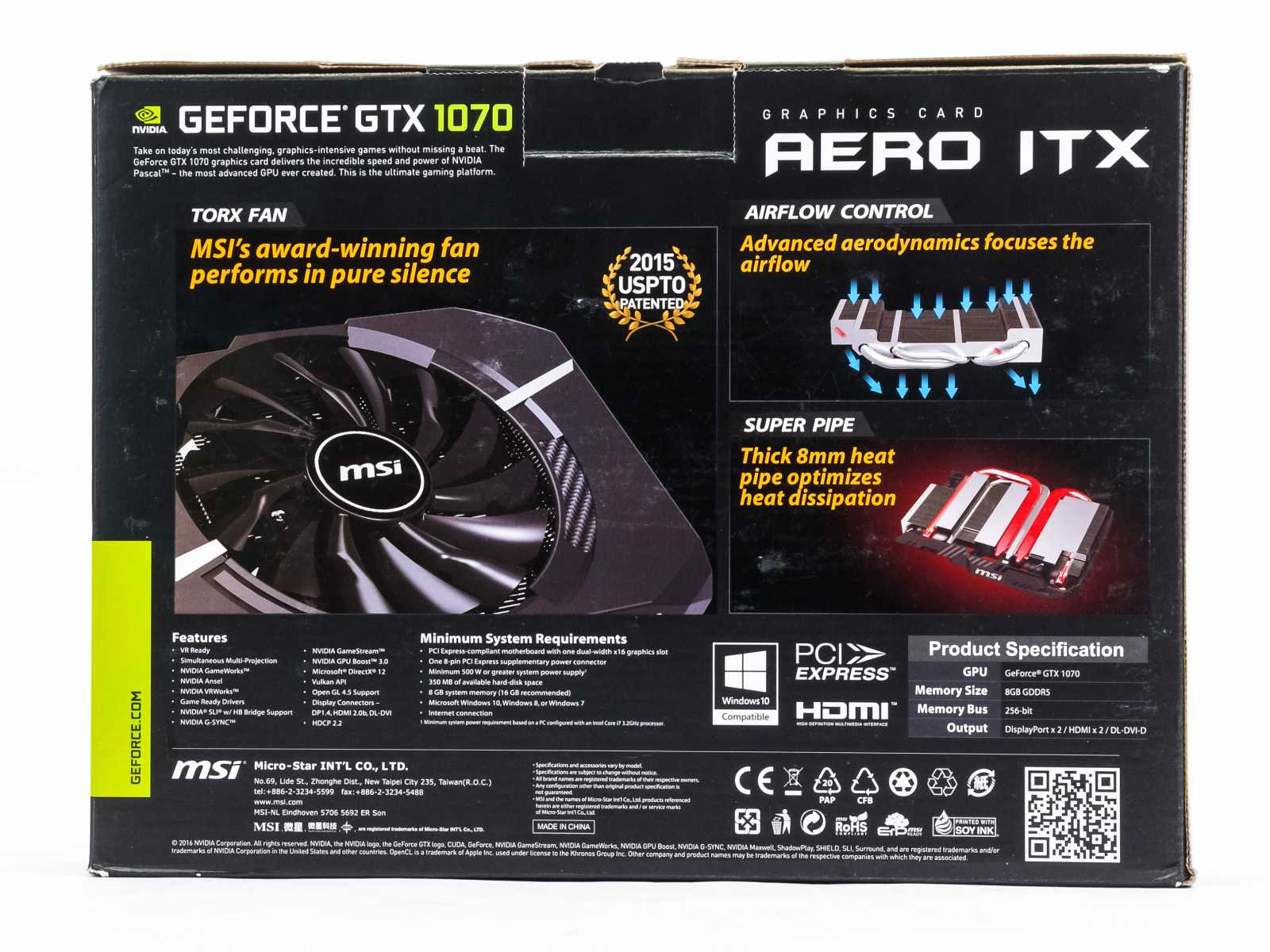 MSI GF GTX 1070 Aero ITX OC: velká karta v malém balení