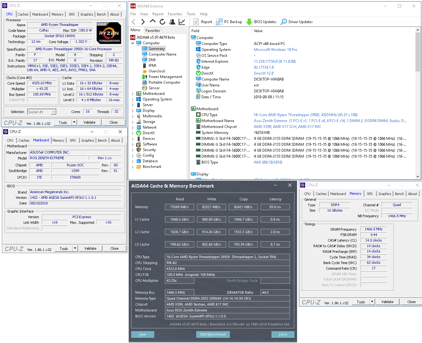 Deska Asus a Ryzen Threadripper 2950X