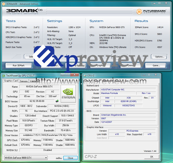 NVIDIA GeForce 9800 GTX dosáhla 14tis. bodů v 3DMarku 06