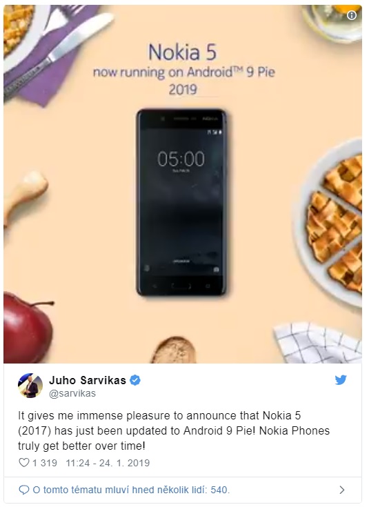 Cenově dostupná Nokia 5 aktualizuje na Android 9 Pie