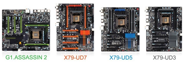 Kompletní řada X79 desek od Gigabyte