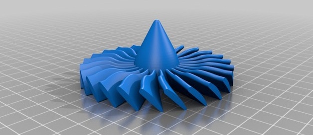 Část proudového motoru (turbofan), zdroj: http://www.thingiverse.com/thing:392115