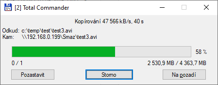 Nahrávání (upload) po Wi-Fi 6 na 2.4 GHz