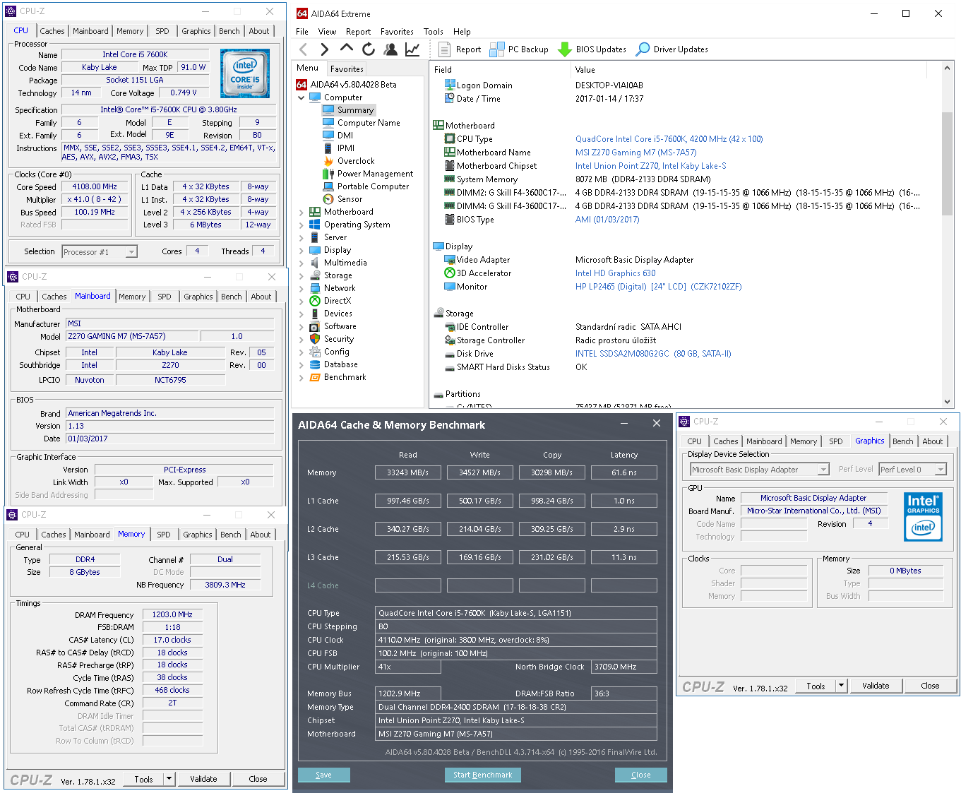 Deska MSI Z270 + Core i5-7600K