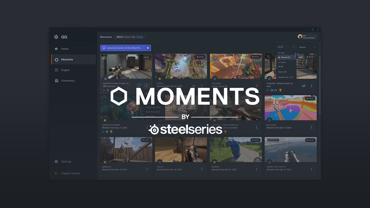 SteelSeries odhaluje aplikaci Moments. Snadno nasdílí video z hraní