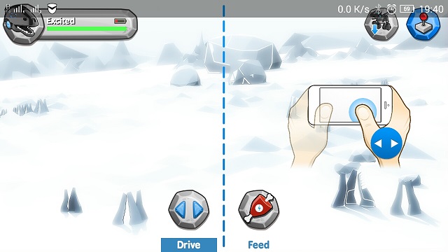 Aplikace MiPosaurus - pohyb do stran.