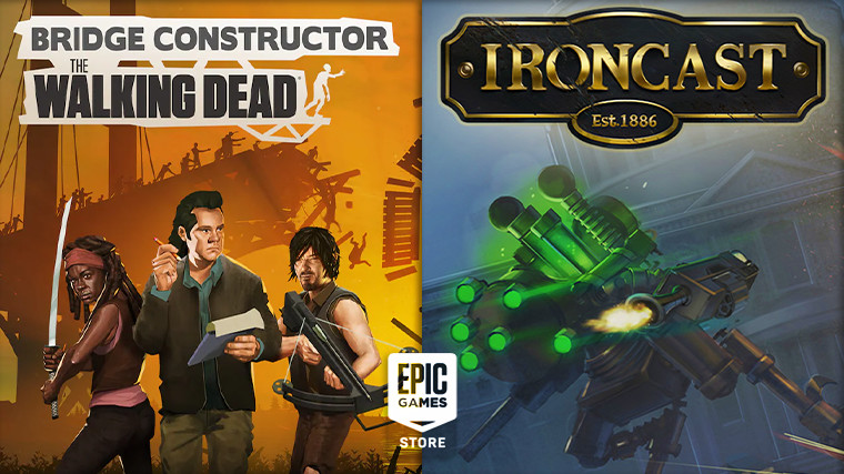 Stahujte zdarma z Epic Games Store: Bridge Constructor: The Walking Dead a Ironcast