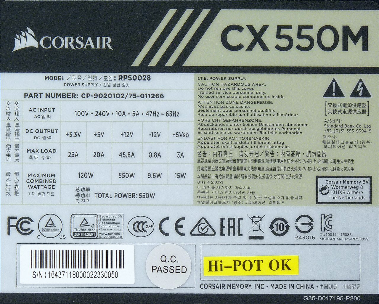 Corsair CX550M: sbohem skupinová topologie 