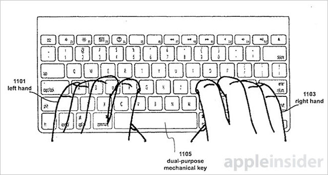 Apple si nechal patentovat hybridní klávesnici, kombinující dotykové ovládání s mechanickými spínači