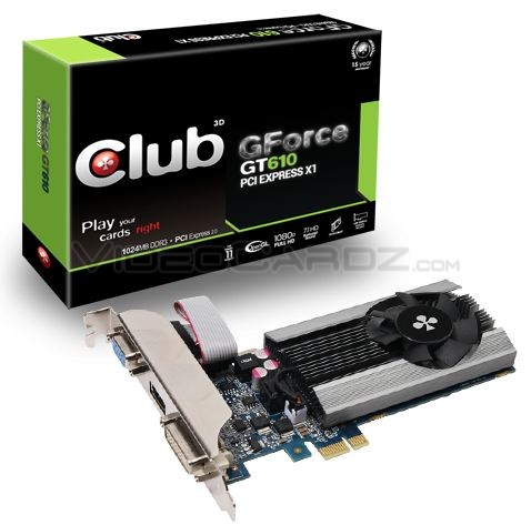 Club3D vydal grafickou kartu GeForce GT 610 do slotu PCI Express x1