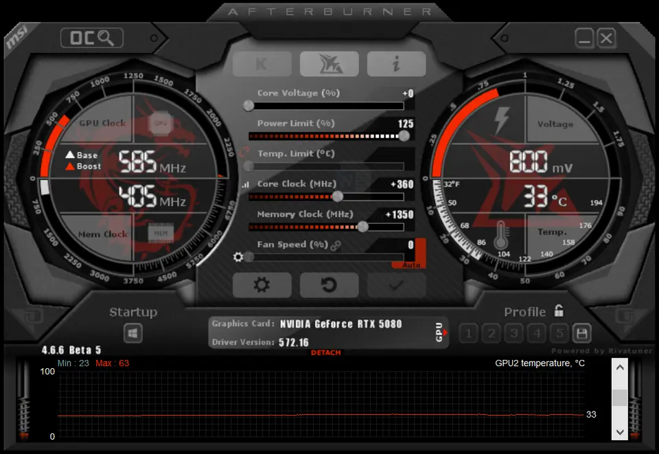 Finální nastavení Afterburneru po celkovém přetaktování