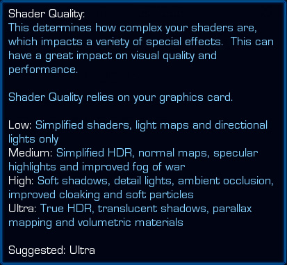  Shaders Ultra (po najetí myší se zobrazí Low)