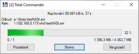 Dostáváme se někam ke 200MB/s