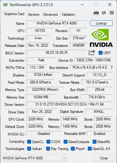 Palit  GeForce RTX 4080 Gamerock v testu: Patří k nejlevnějším, ale chlazení má špičkové