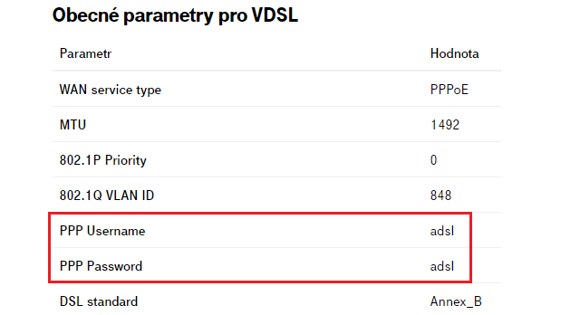 Heslo pro vytočení PPPoE připojení od T-Mobile