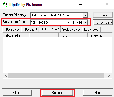 TFTPD32 DHCP