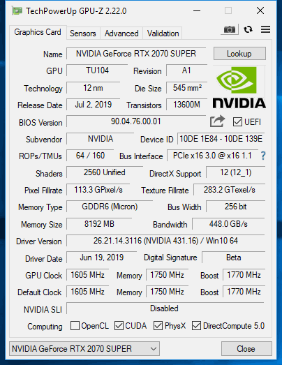 Test nových GeForce RTX 2070 Super a RTX 2060 Super 