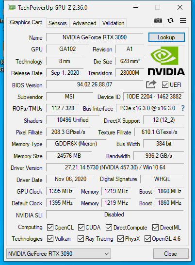 MSI GeForce RTX 3090 Suprim X: 420W monstrum v testu