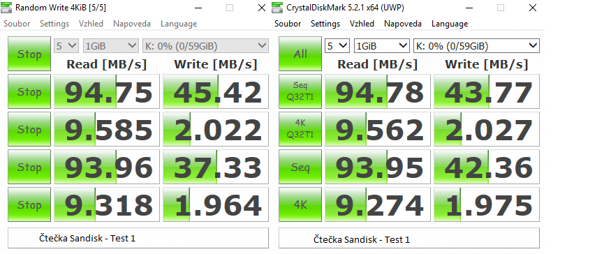 Test 64GB karet SD: 4× SDXC a 10× MicroSDXC 