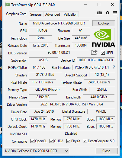 Asus Strix GeForce RTX 2060 Super O8G v testu